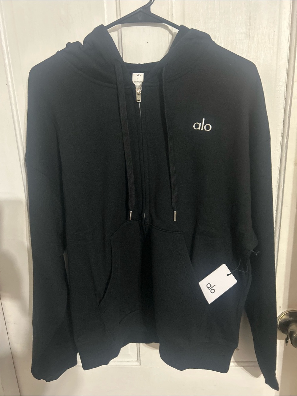 ALO Yoga Men's Black Full-Zip Hoodie Sweatshirt